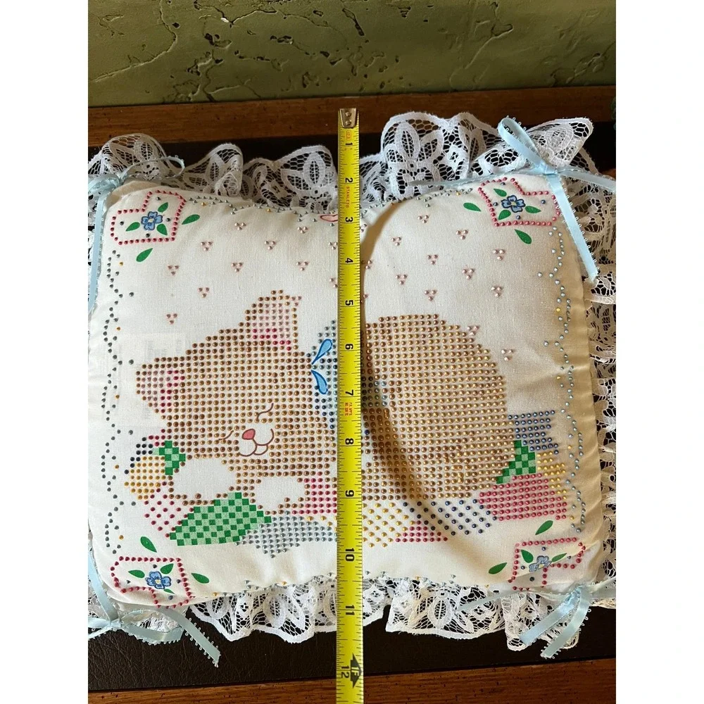 Vintage 90s Finished Bucilla Cat Pillow Cottagecore Girlhood‎ Whimsical Decor